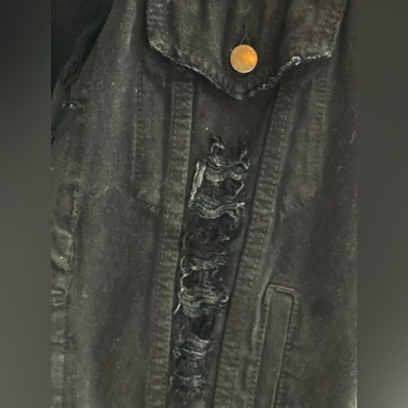 Carmar Thrashed Black Denim with rips and distressed Jacket Oversized XS - Picture 8 of 11
